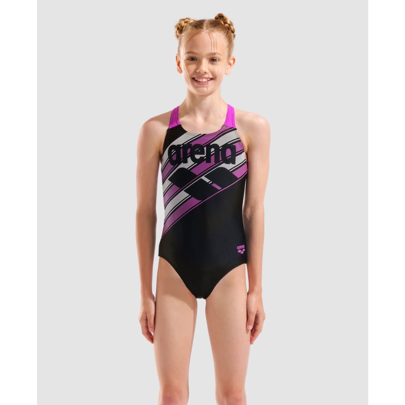 Arena Costume Lines Pro Black/Very Fuxia da Bambina