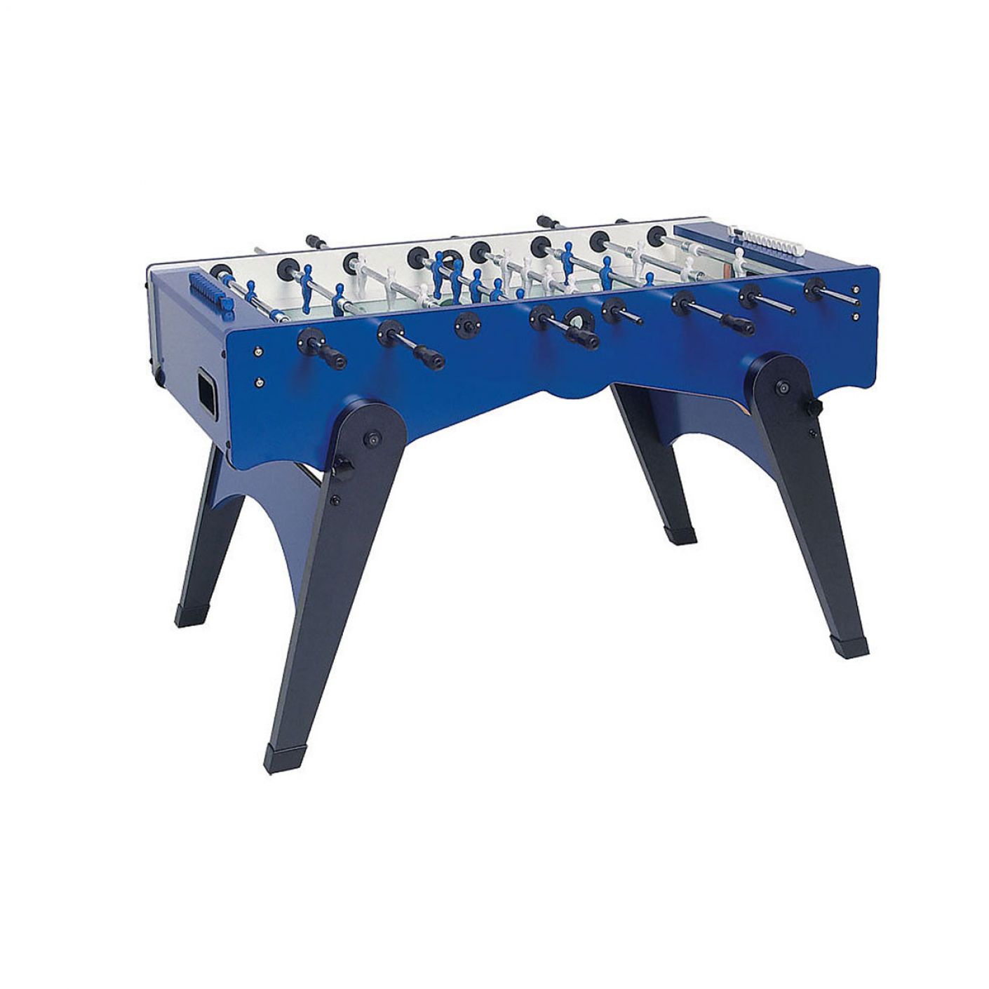 Garlando Foldy blue table football with retracting temples, folding legs