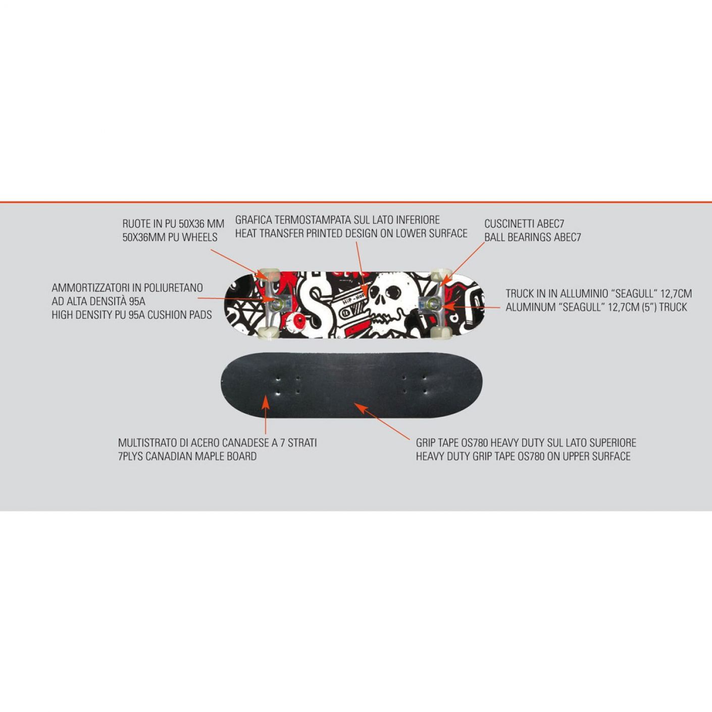 Garlando Skateboard Street Pro mit Graffiti