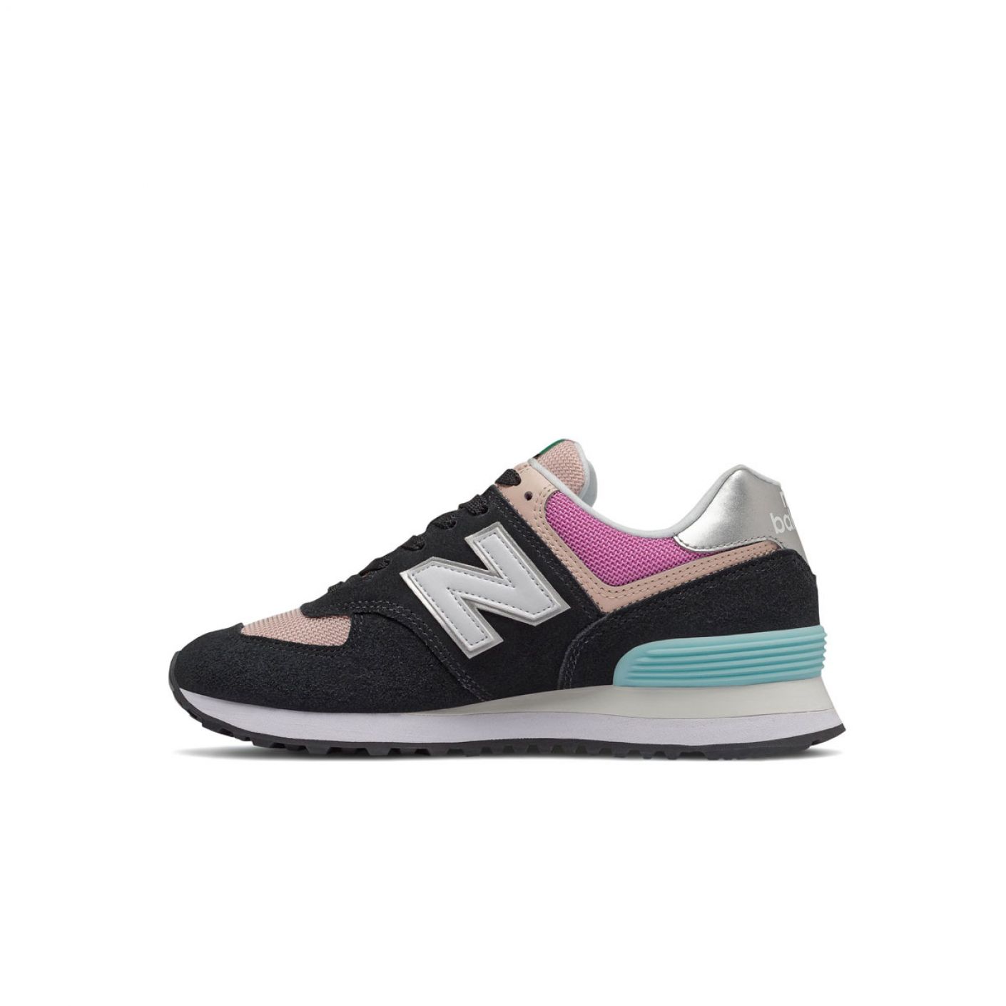 New Balance 574 Suede Black with Madder Rose for Women