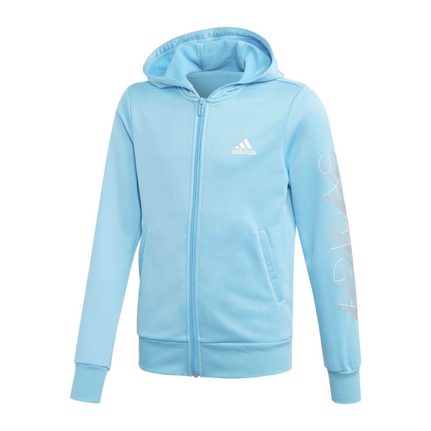 Adidas Complete Suit Junior Hood Bright Cyan White