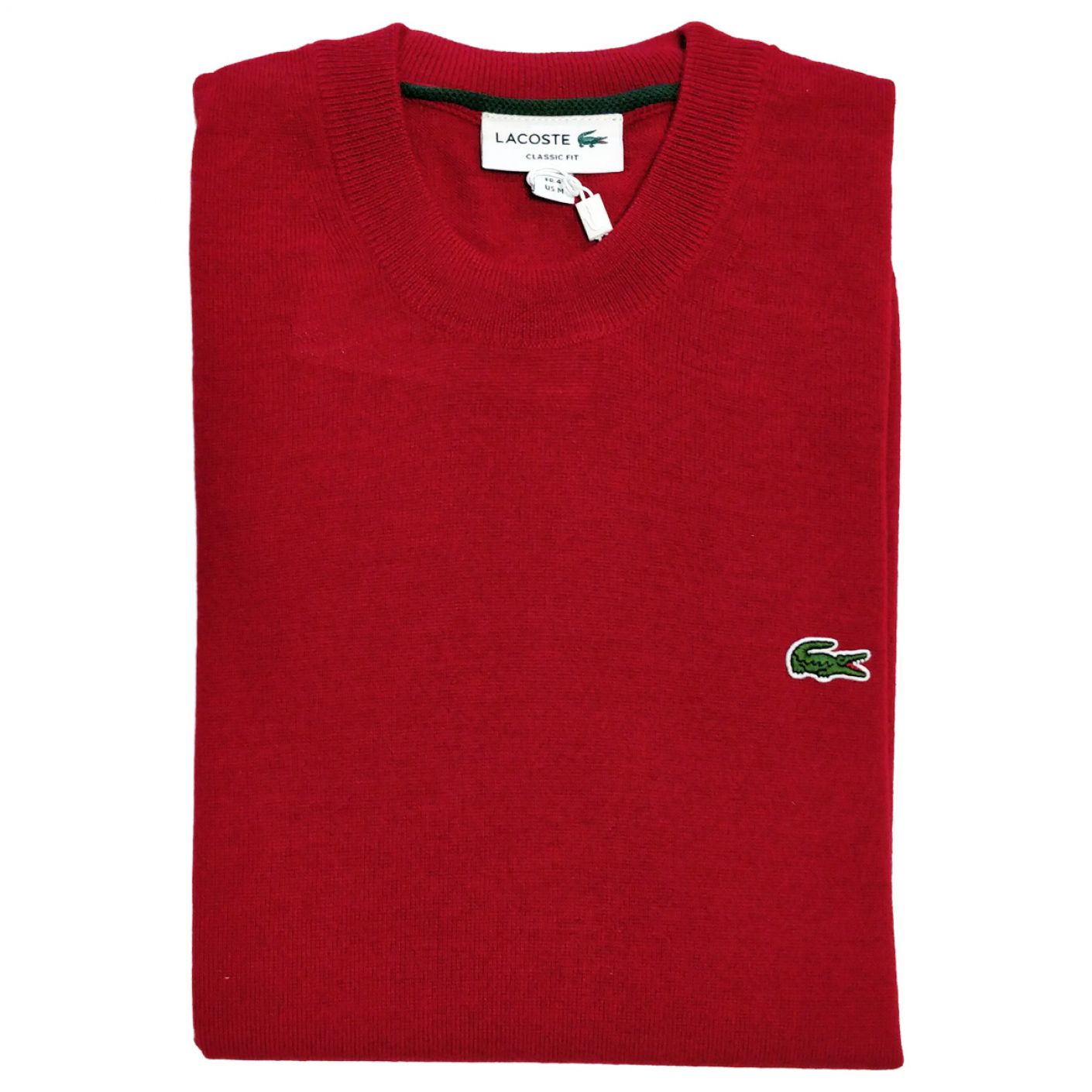 Lacoste Men's Pullover with Round Neck Burgundy