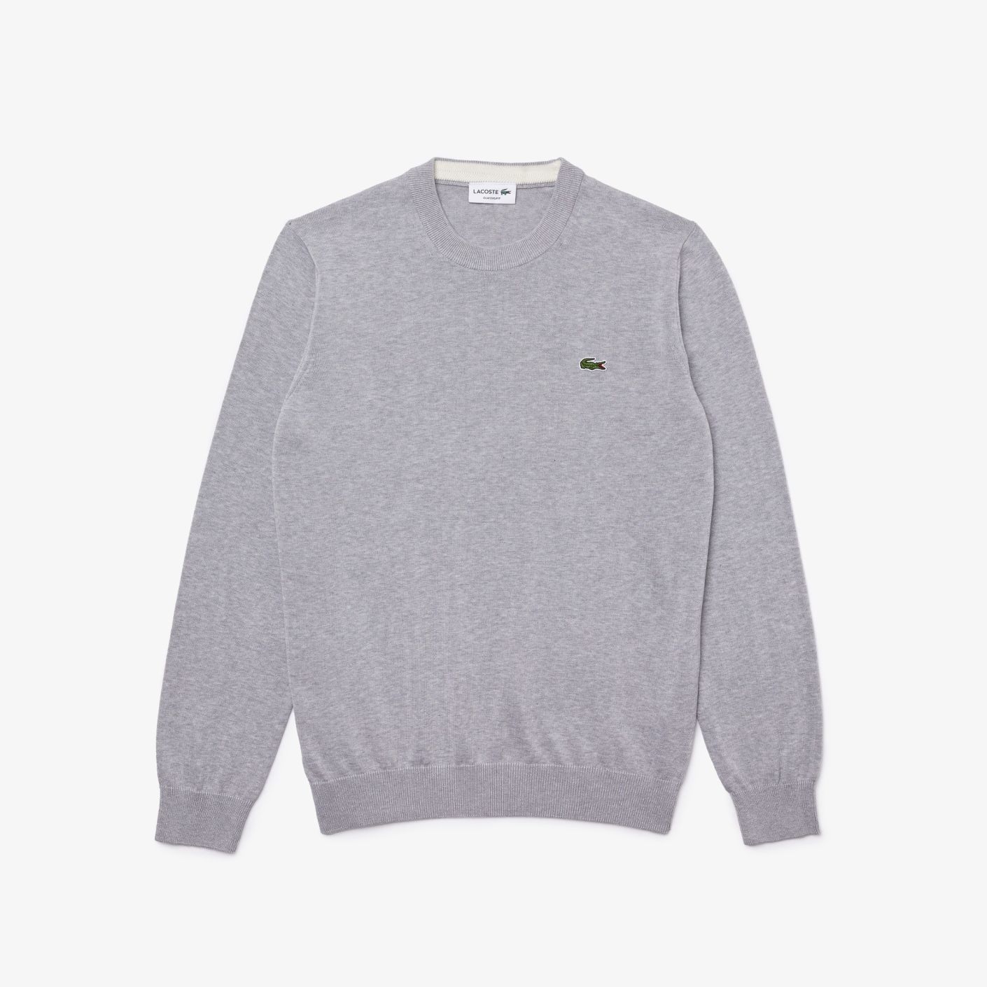Lacoste Men's Organic Light Gray Round Neck Pullover