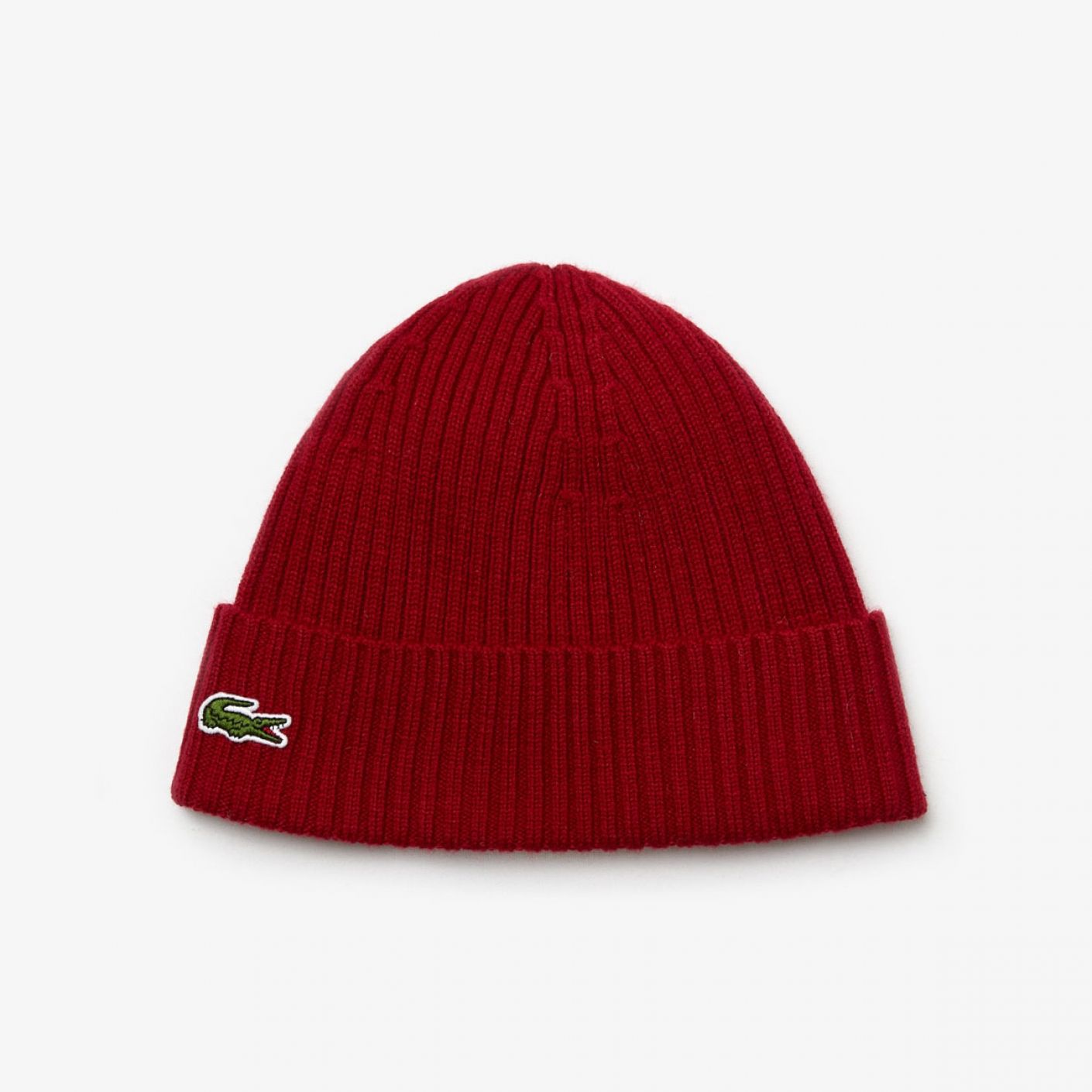 Lacoste Wool Hat with Burgundy Cuff