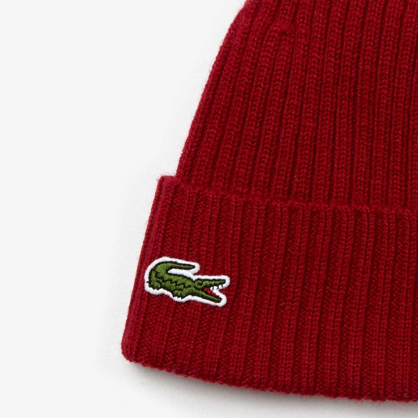 Lacoste Wool Hat with Burgundy Cuff