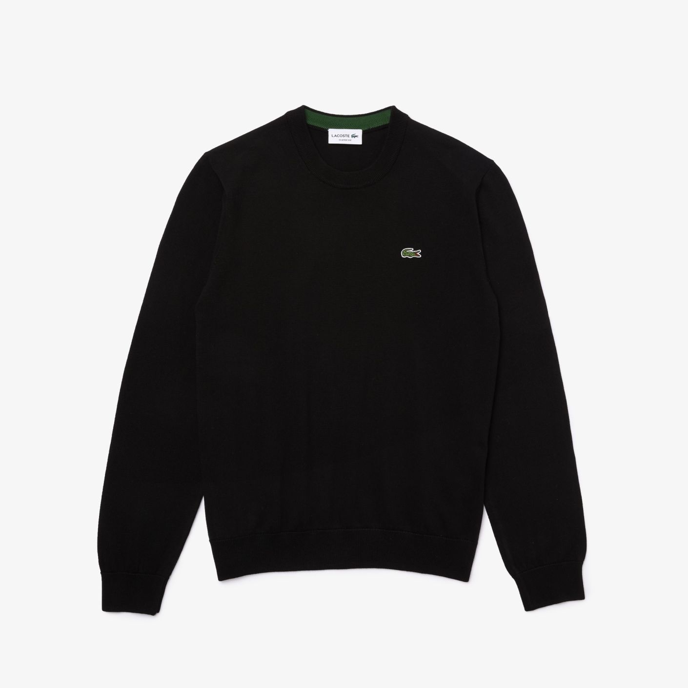 Lacoste Pullover da Uomo con Collo Rotondo Organico Nero-031 da Uomo