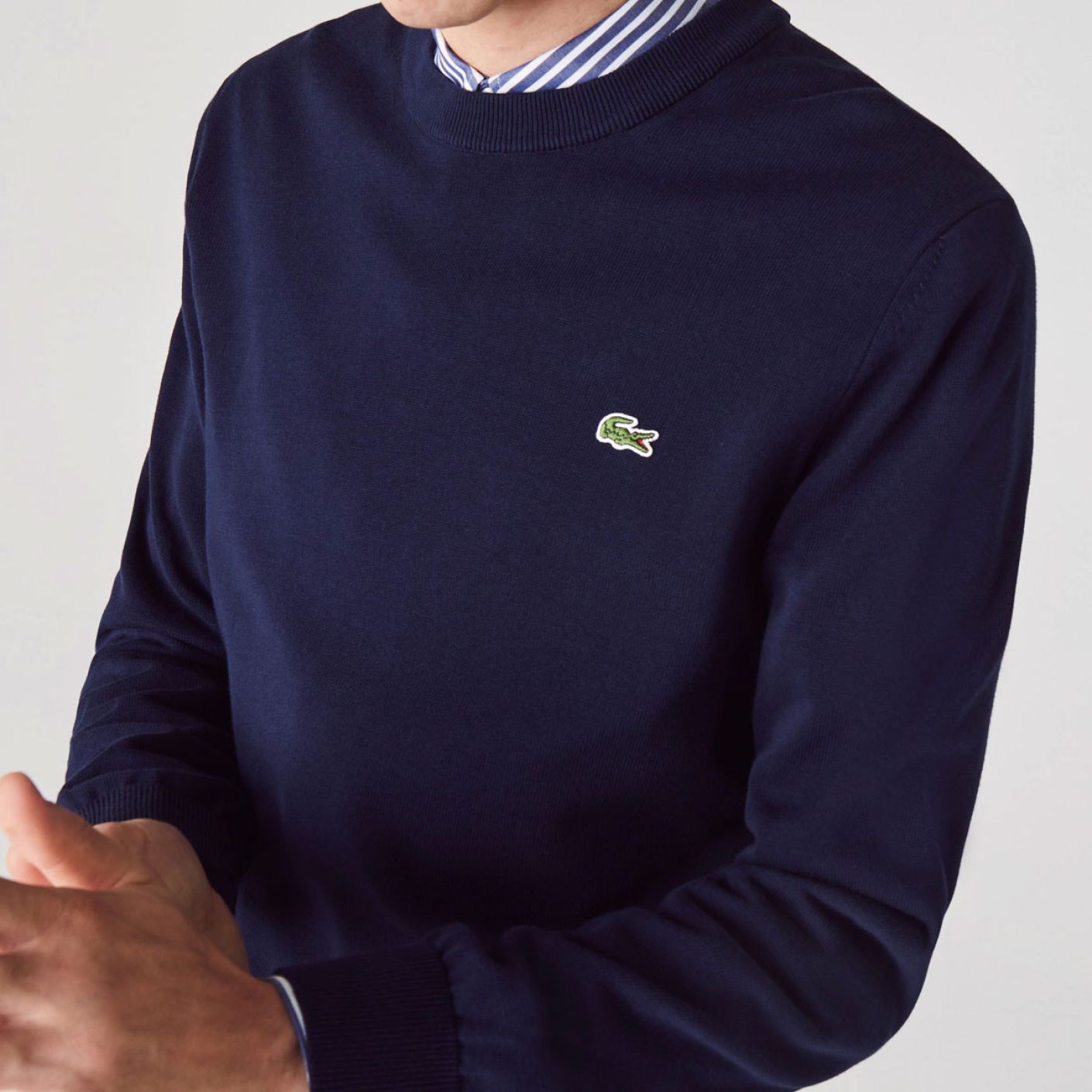 Lacoste Pullover da Uomo con Collo Rotondo Organico Blu Navy-166 da Uomo