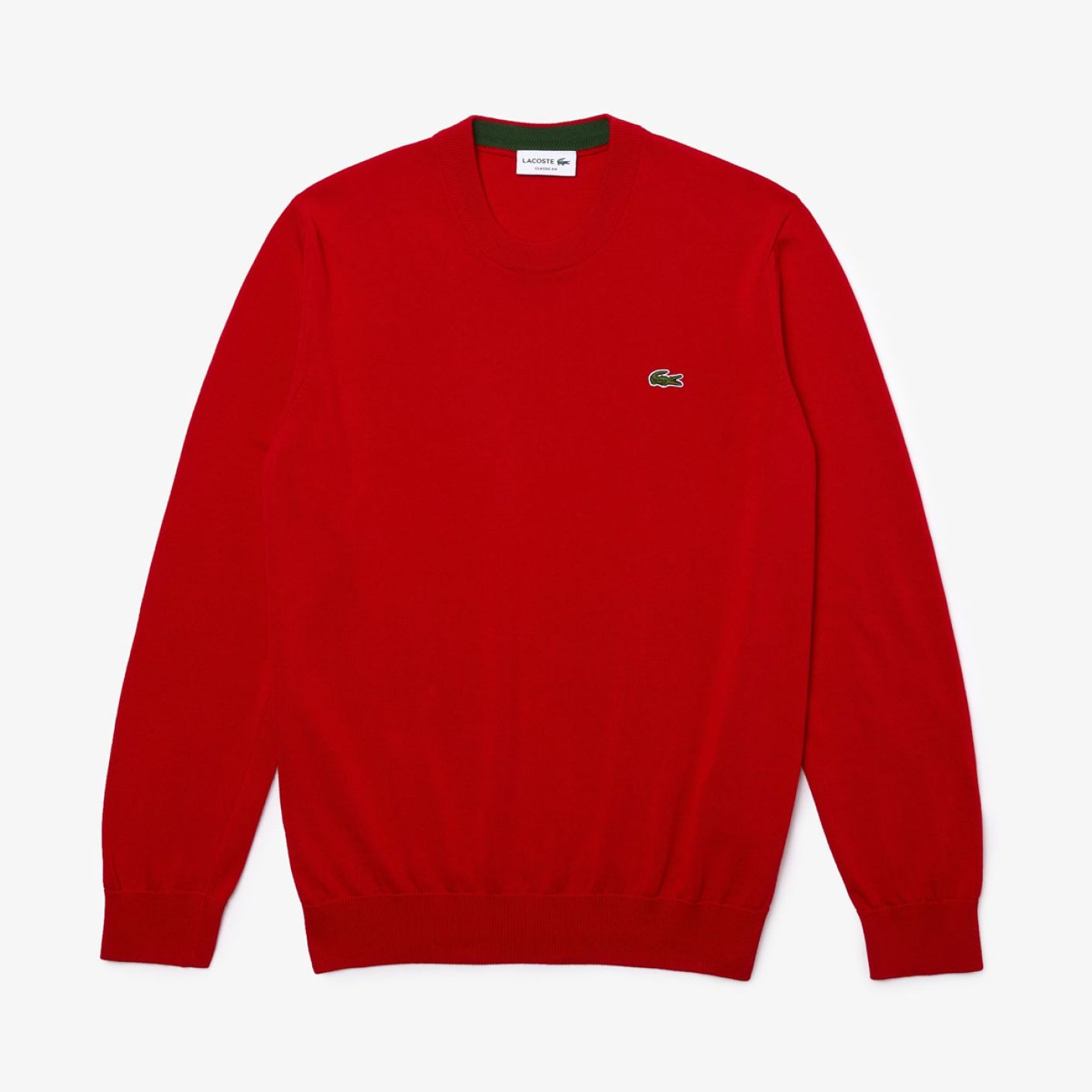 Lacoste Pullover da Uomo con Collo Rotondo Organico Rosso-240 da Uomo