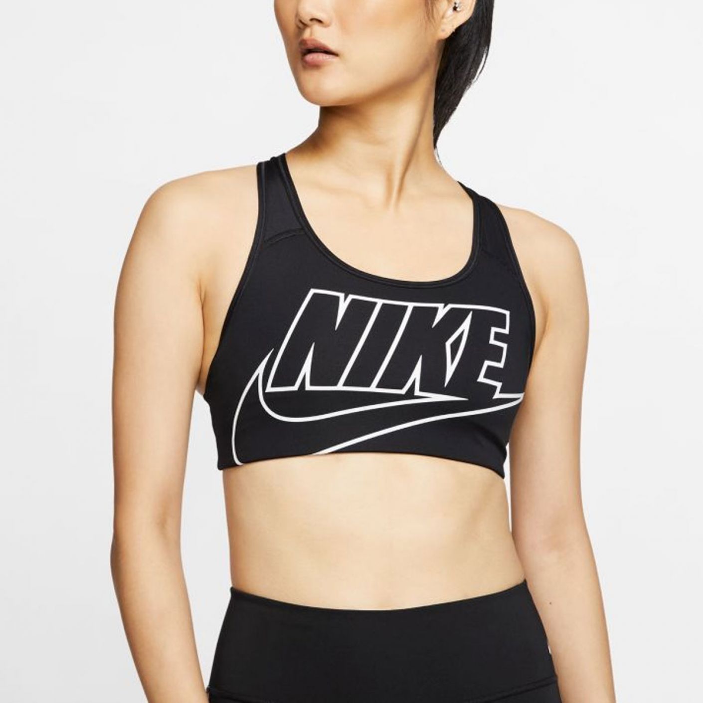 Nike Women's Swoosh Black-White Top