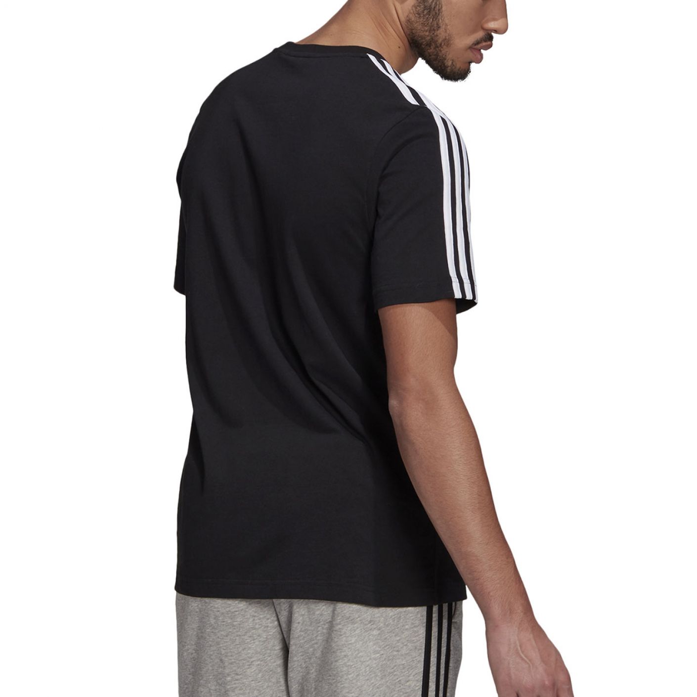 Adidas T-shirt Essentials 3Stripes Nera da Uomo