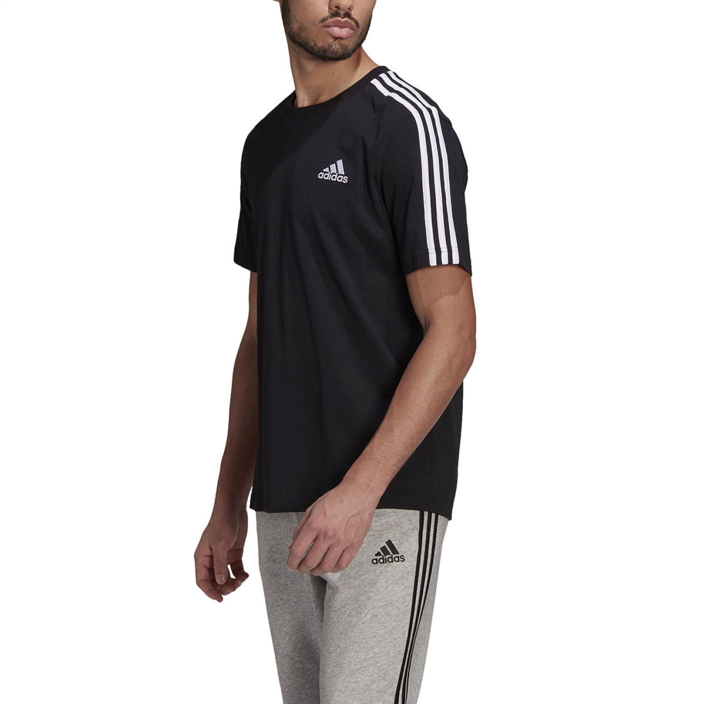 Adidas T-shirt Essentials 3Stripes Nera da Uomo