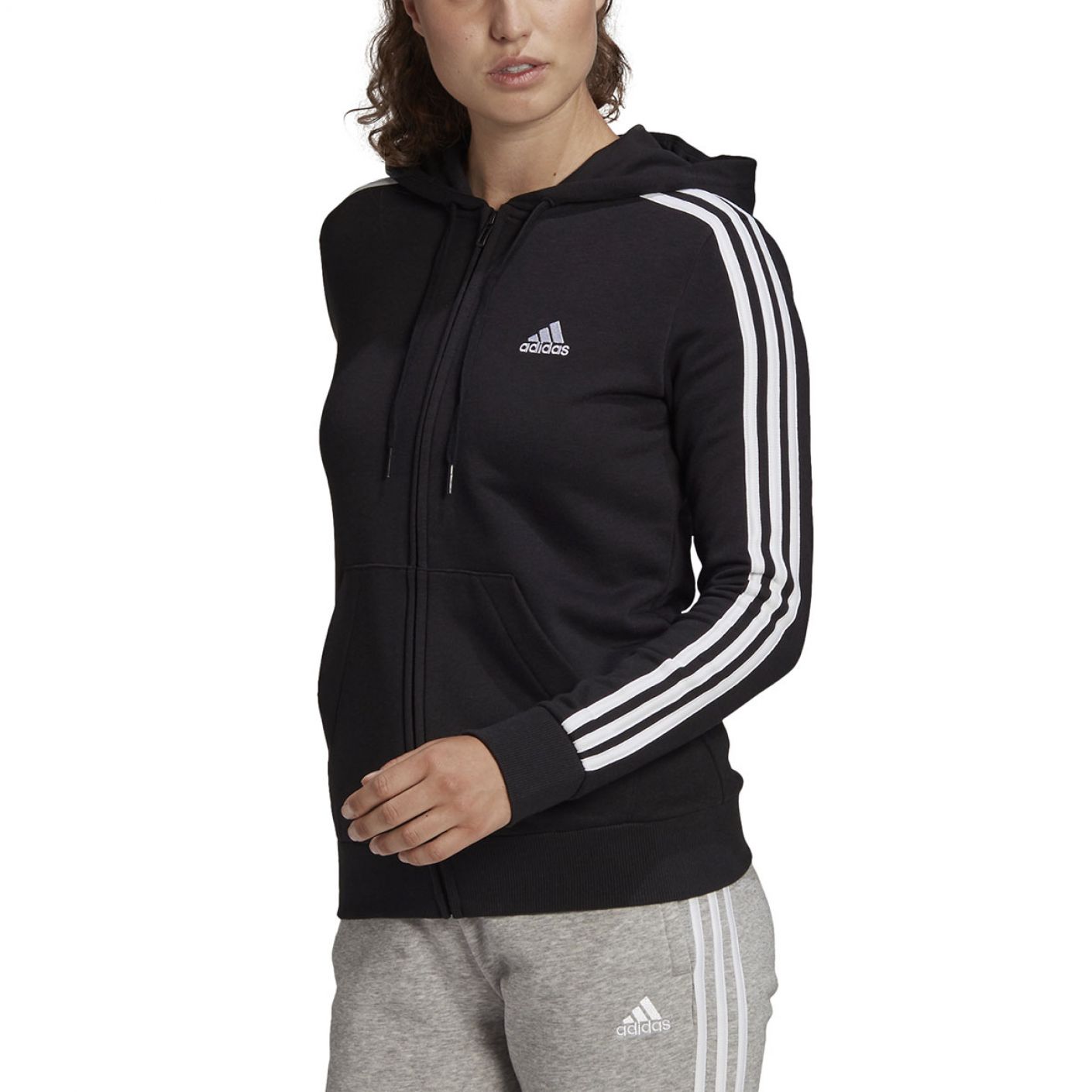 Adidas Felpa Essentials Full Zip Hoodie Black White