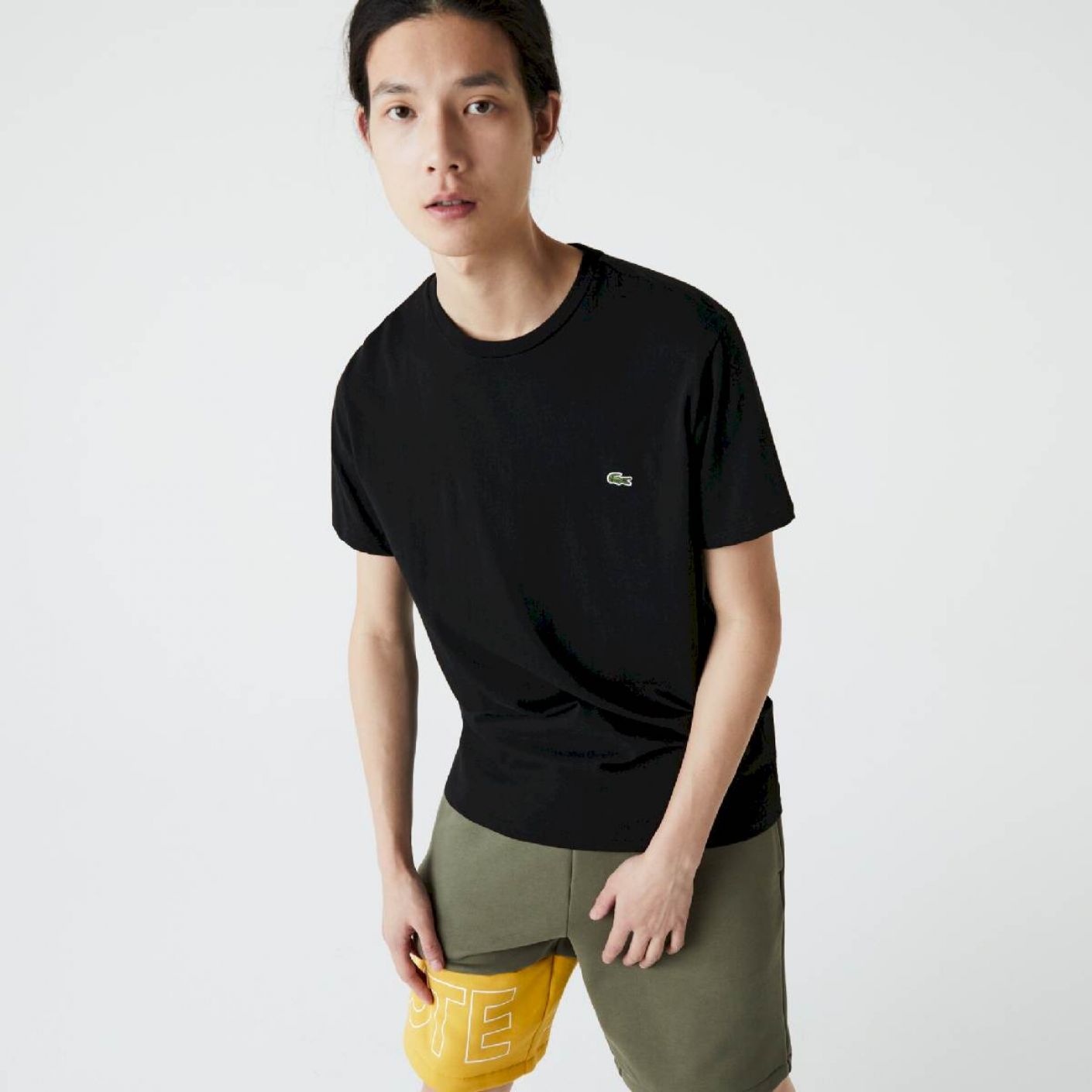 Lacoste – T-Shirt aus Pima-Baumwolle in Schwarz