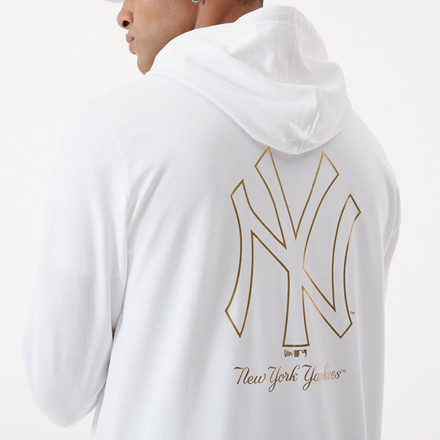 New Era Man Metallic New York Yankees Weißes Sweatshirt