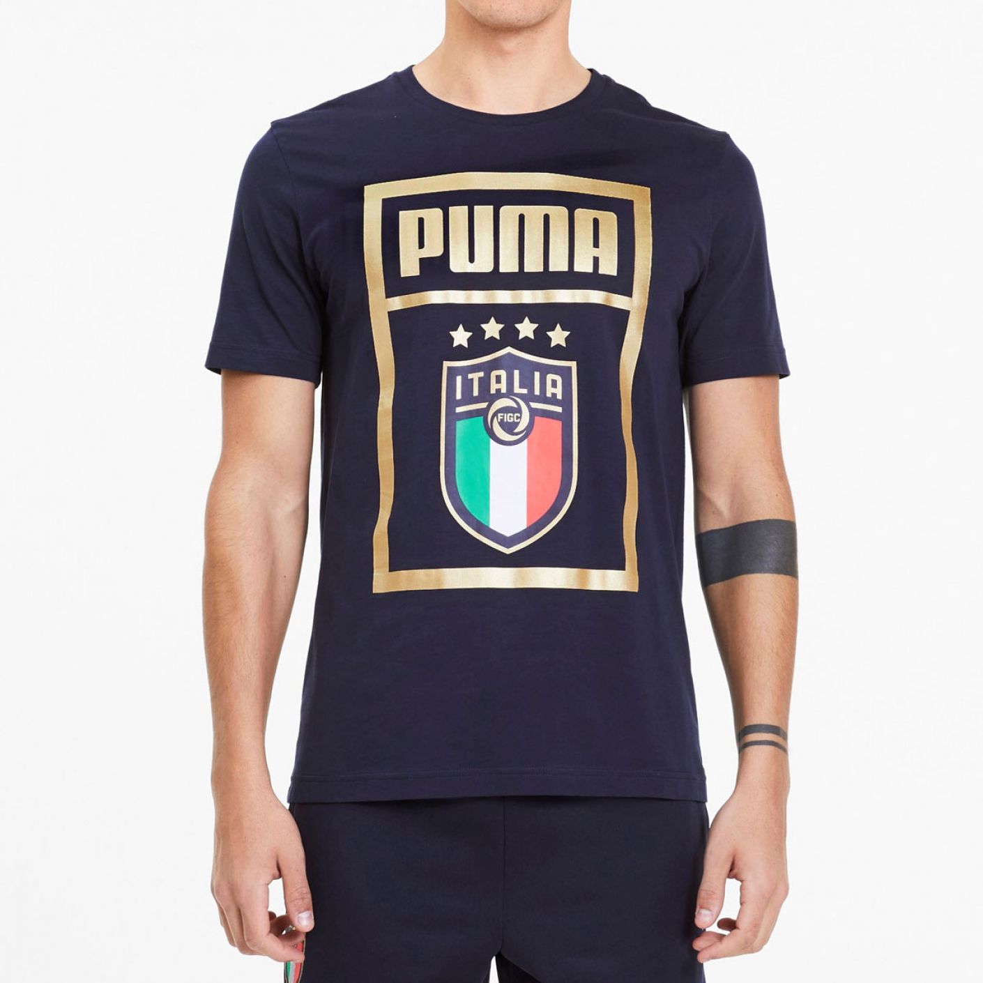 Puma T- Shirt Italia Figc Peacoat-Team gold da Uomo