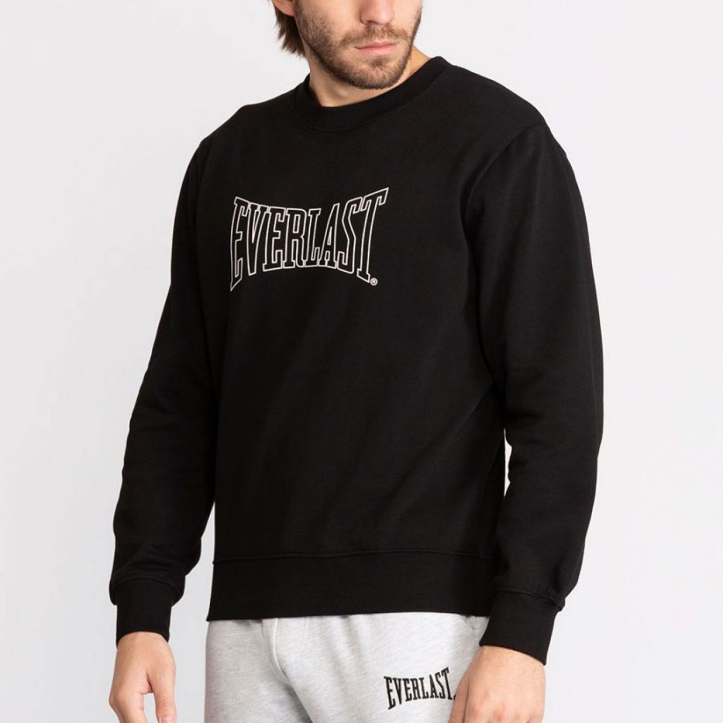 Everlast Maxi-Logo-Sweatshirt aus schwarzer Baumwolle mit Rundhalsausschnitt