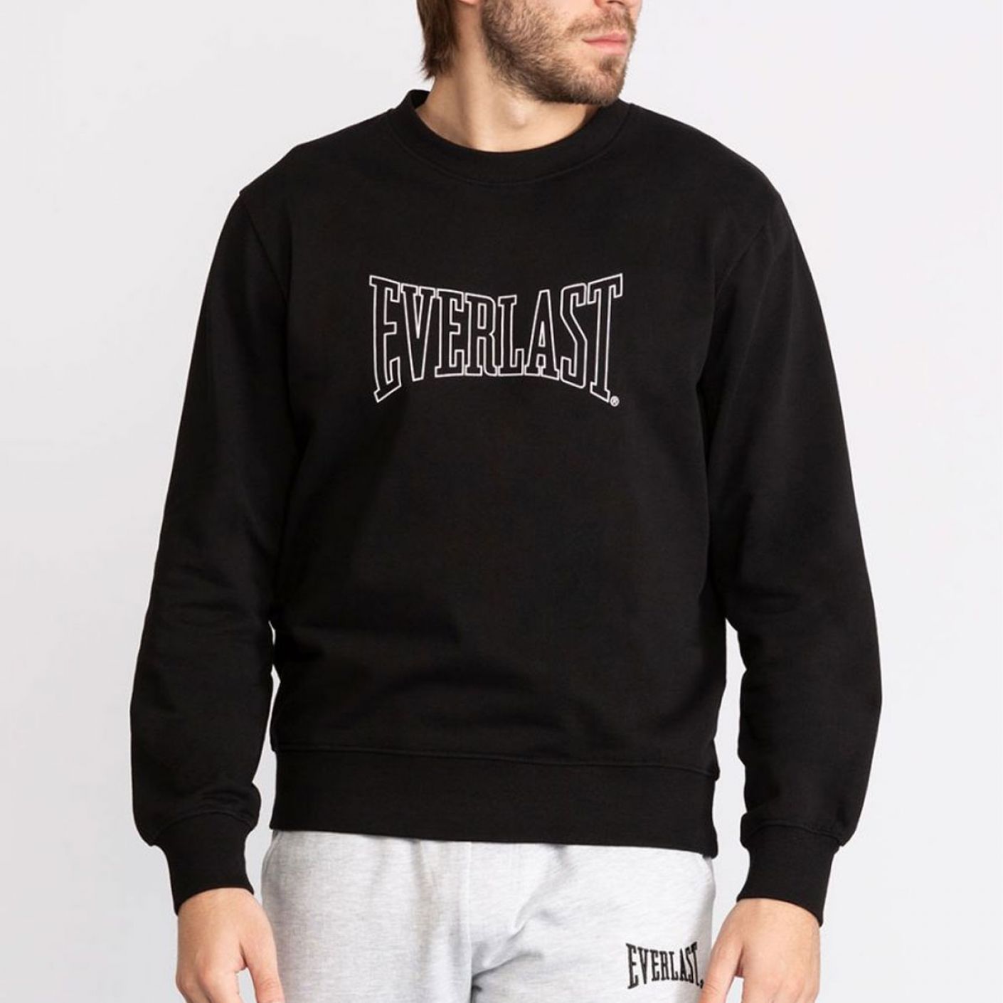 Everlast Maxi-Logo-Sweatshirt aus schwarzer Baumwolle mit Rundhalsausschnitt