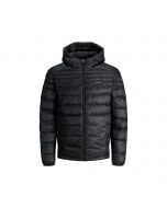 Jack & Jones – Schwarze, wattierte Kapuzenjacke für Jungen