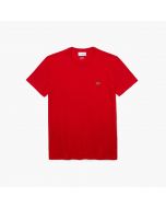 Lacoste – T-Shirt mit Rundhalsausschnitt aus Pima-Baumwolle in Rot