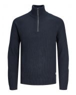 Jack&Jones Blauer gerippter Pullover mit halbem Reißverschluss für Herren