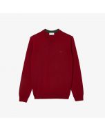 Lacoste Men's Round Neck Wool Sweater Bordeaux