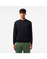 Lacoste Men's Round Neck Wool Sweater Navy Blue