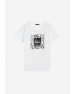 Freddy T-Shirt in cotone stampa animalier lucida Bianca da Donna