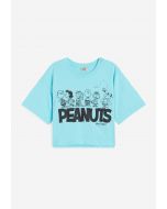 Freddy Women's Peanuts Graphic Jersey T-Shirt Light Blue