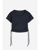 Freddy Slim Fit Ribbed T-Shirt with Laces Blue for Women