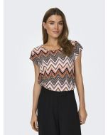 Only Women's Could Dancer/Arabian Zigzag Printed Short Sleeve Top