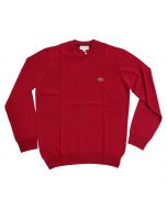 Lacoste Men's Pullover with Round Neck Burgundy
