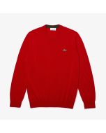 Lacoste Men's Pullover with Round Neck Organic Red