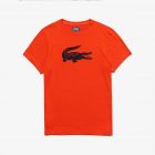 Lacoste T-Shirt Uomo Arancione-Nero Coccodrillo Oversize