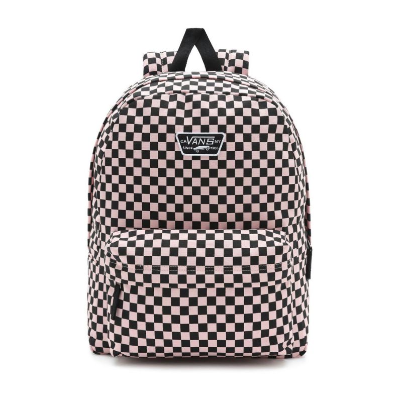 Pink checkered vans backpack best sale