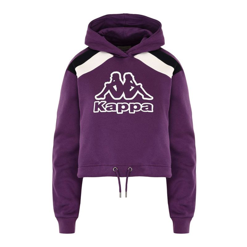 Kappa Felpa con Cappuccio Logo Catto Viola da Donna