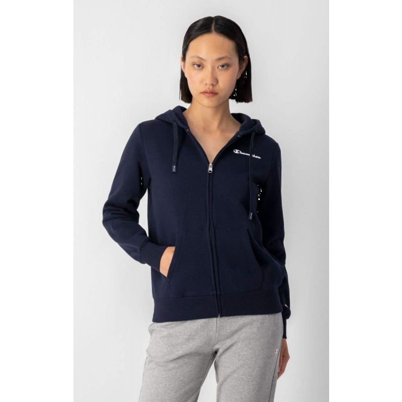 Champion Felpa con Cappuccio Full Zip Blu da Donna