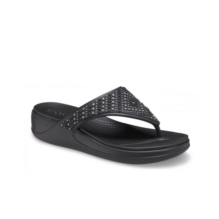 Crocs Monterey Shimmer Wedge Flip Black da Donna