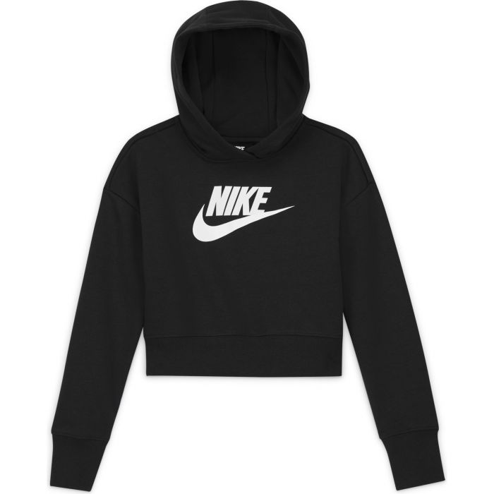 Nike Girl French Terry Cropped Hoodie Nera
