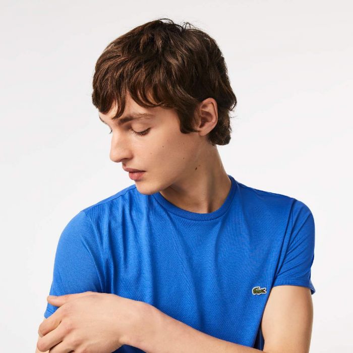 Lacoste T-shirt a Girocollo in Cotone Pima Blu/Azzurro