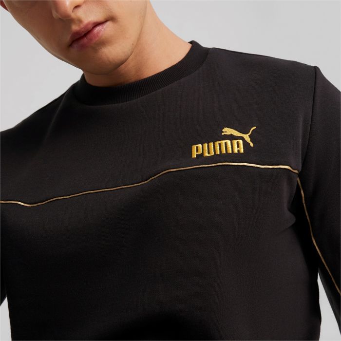 Puma Felpa Essentials+ Minimal Gold Crew Nera da Uomo