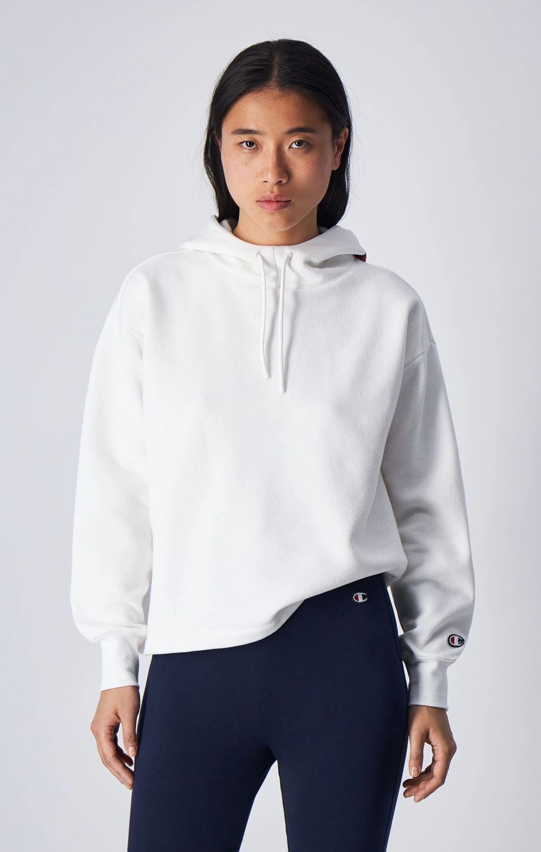 Champion Felpa con cappuccio e Logo ricamato Bianca da Donna